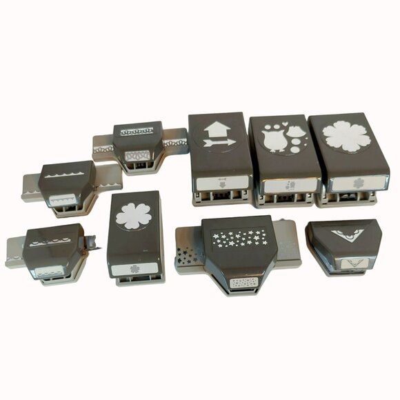 Stampin Up Set Of 9 Scrapbooking Craft Paper Punches - Border Flower Star Arrow - Picture 1 of 9